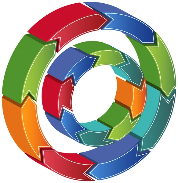 Diagramme de cercle de processus - Flèches 3D — Image vectorielle