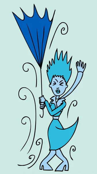 Mujer paraguas roto — Archivo Imágenes Vectoriales
