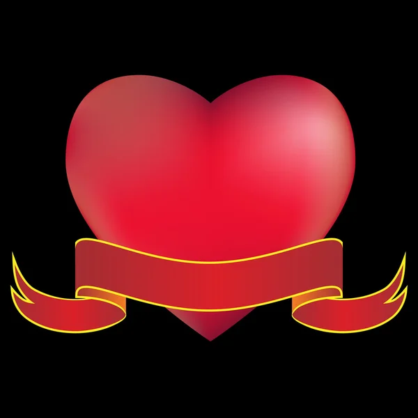 3D καρδιά με πανό — Διανυσματικό Αρχείο