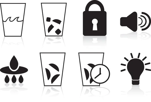 Buzdolabı Icons: Siyah Set — Stok Vektör