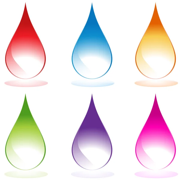 Set of 6 Water Droplets — Stock Vector