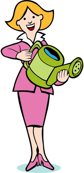 Watering Can Woman — Stock Vector