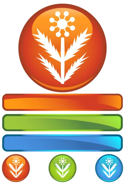 Orange Round Icon - Weed — Stock Vector