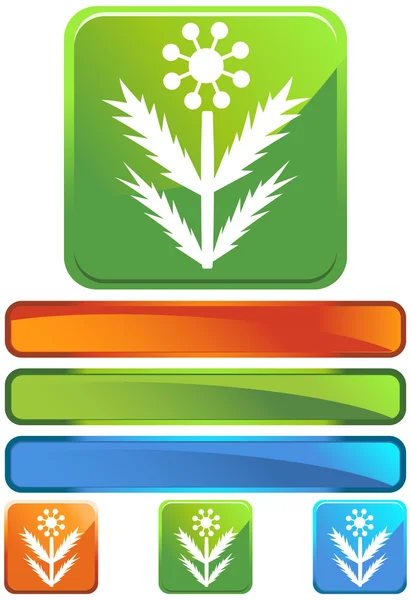 Grön kvadrat ikon - ogräs — Stock vektor