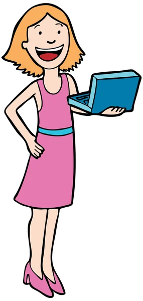 Kobieta z laptopem — Wektor stockowy