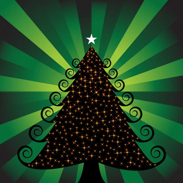 Árbol de Navidad con luces — Vector de stock