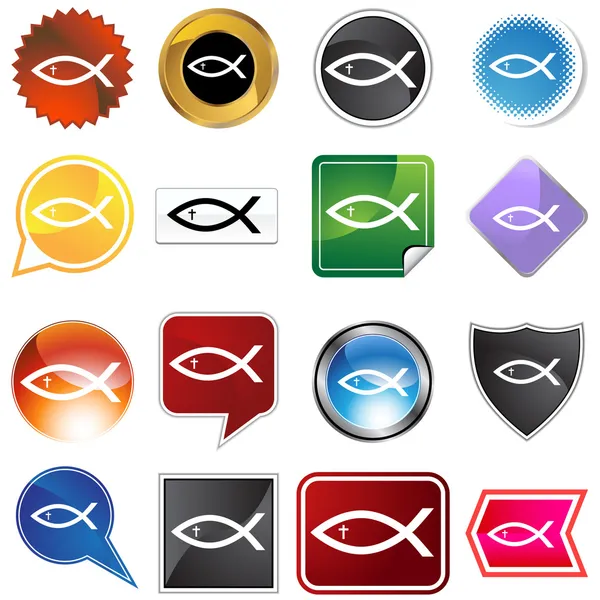 Multiple Buttons - Religious Fish — Stock Vector