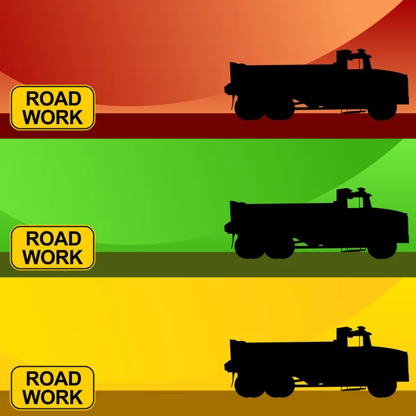 Set di banner per camion da costruzione — Vettoriale Stock