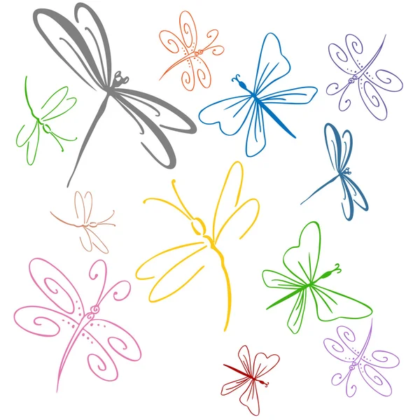 Dragonfly Set — Stock Vector