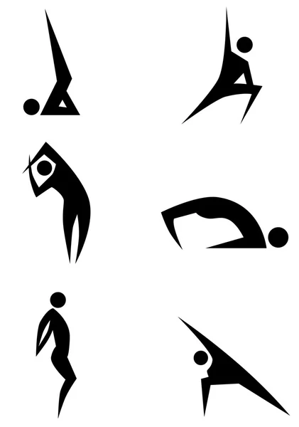 Ensemble de figurines de bâton de yoga — Image vectorielle