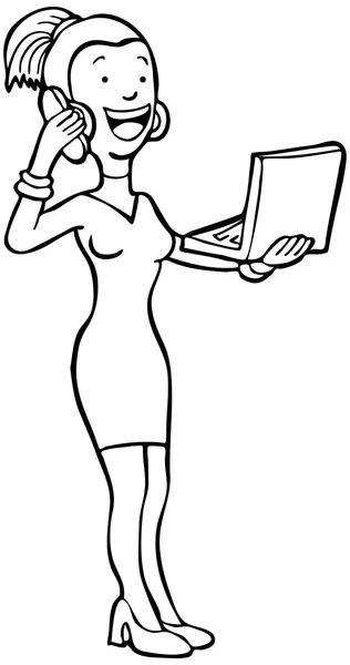 携带手提电脑的妇女 — 图库矢量图片