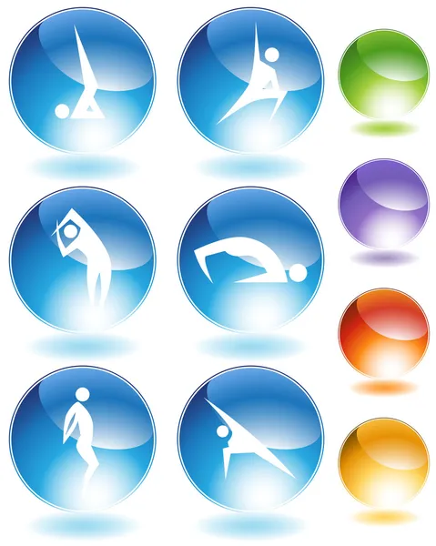 Set de iconos de cristal de yoga — Archivo Imágenes Vectoriales