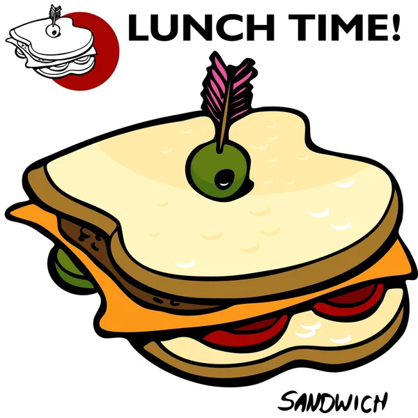 Sandwich Drawing — Stock Vector