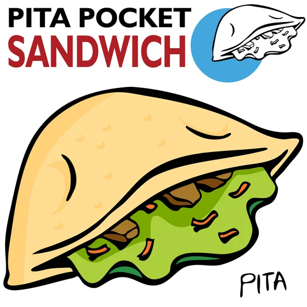 皮塔饼口袋三明治 — 图库矢量图片