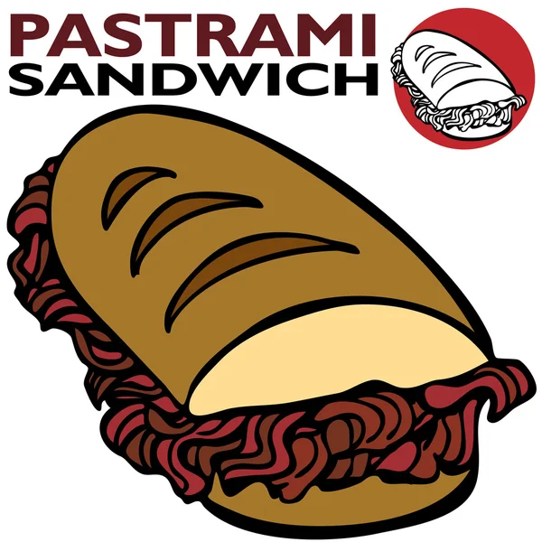 Sandwich de Pastrami — Vector de stock