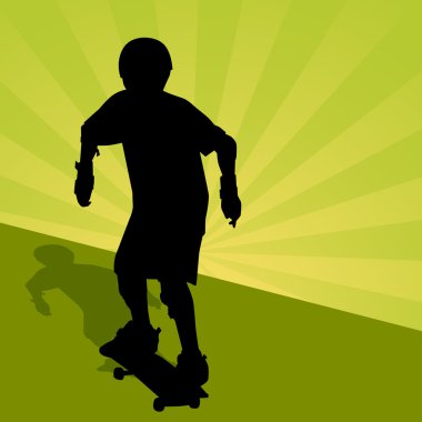 Child Riding Skateboard clipart