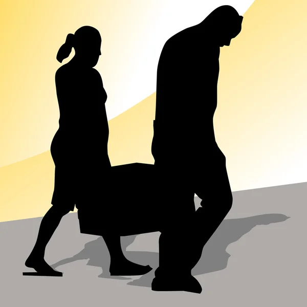 Couple portant la poitrine de glace — Image vectorielle