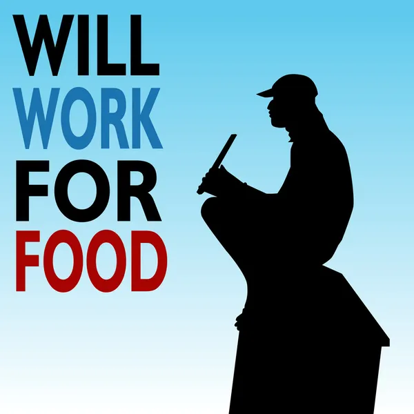 Trabajará para el hombre sin hogar de alimentos — Archivo Imágenes Vectoriales