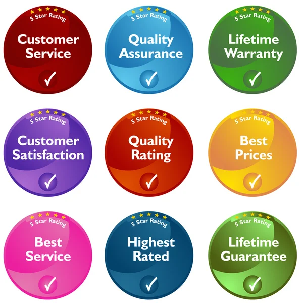 Five Star Rating Buttons — Stock Vector