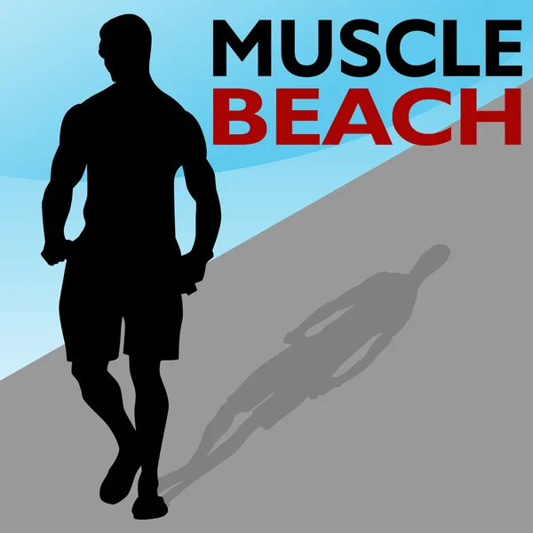 Muscle Beach Man Walking — Stock Vector