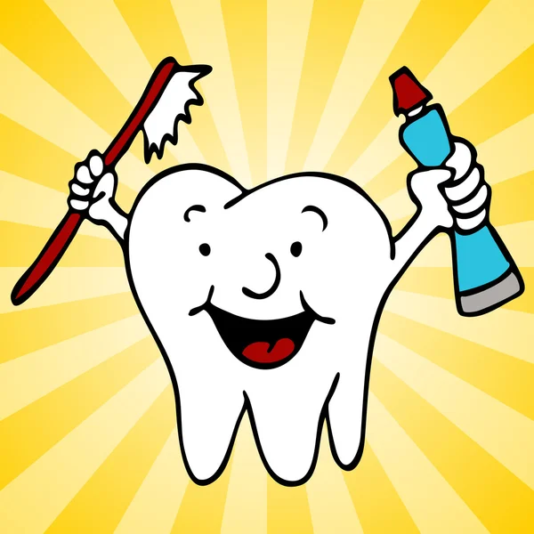 Karakter sağlıklı temiz diş — Stok Vektör