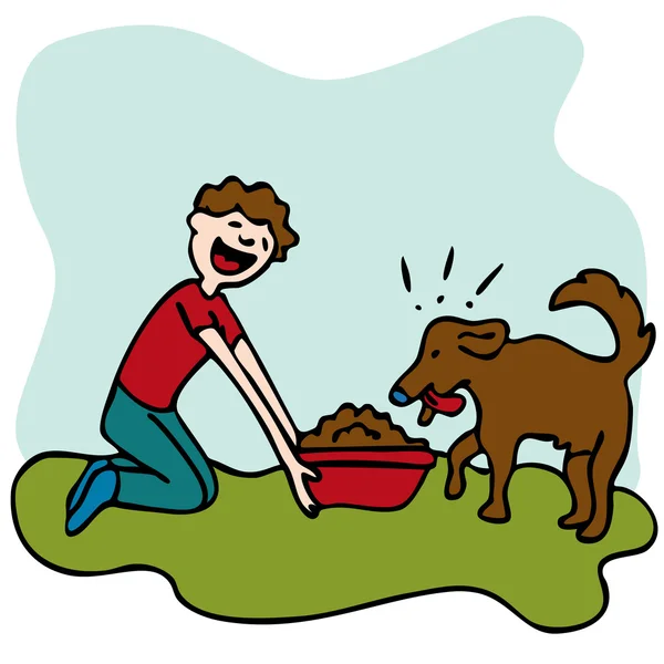 Alimentación del hombre pienso para perros — Archivo Imágenes Vectoriales