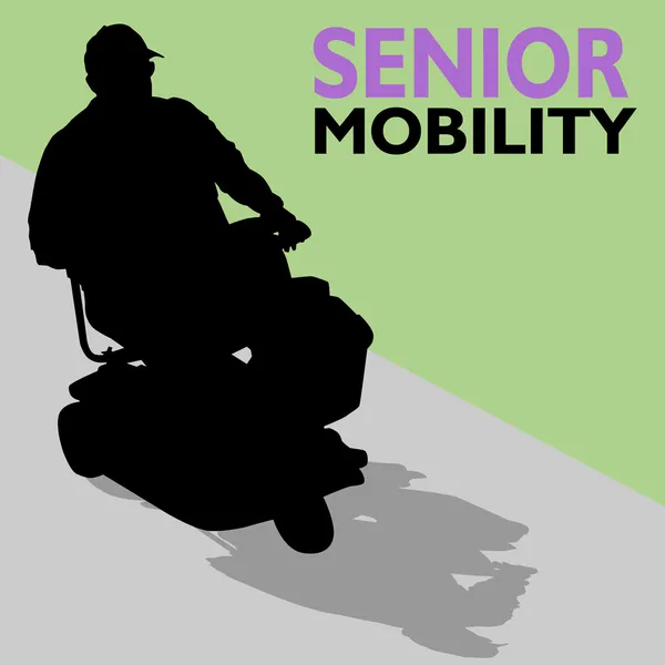 Oudere senior man paardrijden scooter — Stockvector
