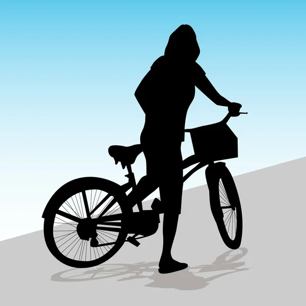 Mulher andar de bicicleta —  Vetores de Stock