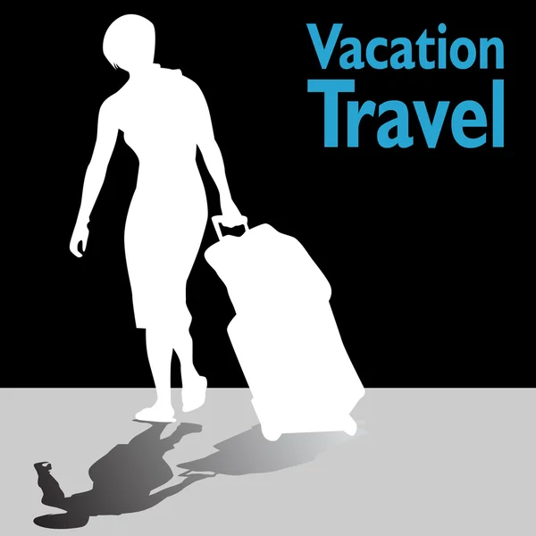 Turist kvinna med hennes bagage — Stock vektor