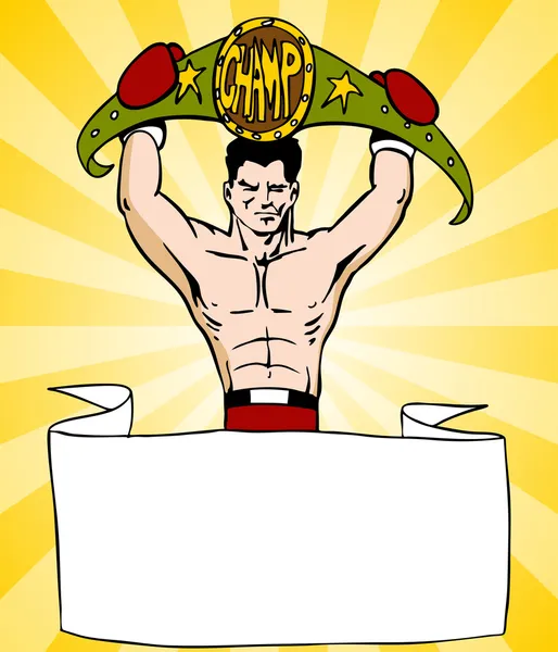 Boxer Champion avec signe — Image vectorielle