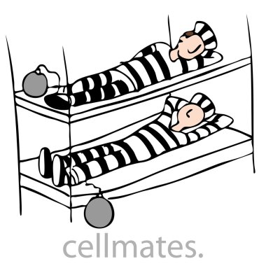 An image of a two prisioners in bunkbed. clipart