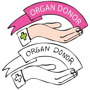 An image of a hand with organ donor banner. clipart