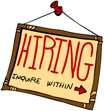 An image of a hiring sign inquire within. clipart