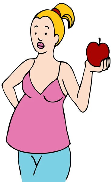 Schwangere isst Apfel — Stockvektor