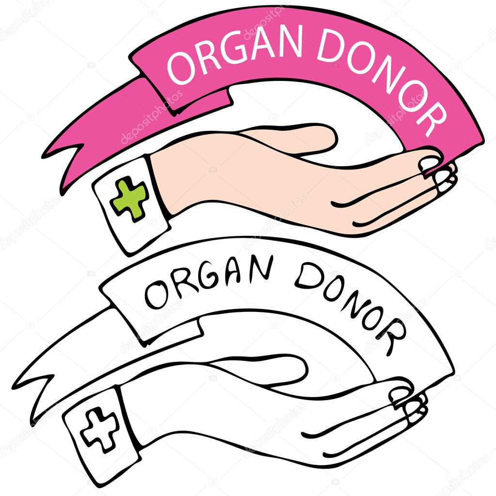 An image of a hand with organ donor banner.
