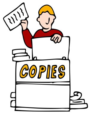 An image of a man making copies. clipart