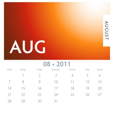 An image of a 2011 August calendar. clipart
