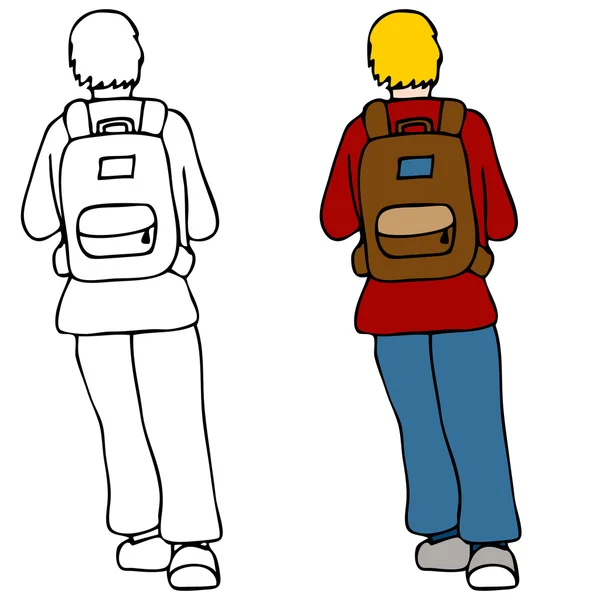 Image Student Wearing Backpack — Stock Vector