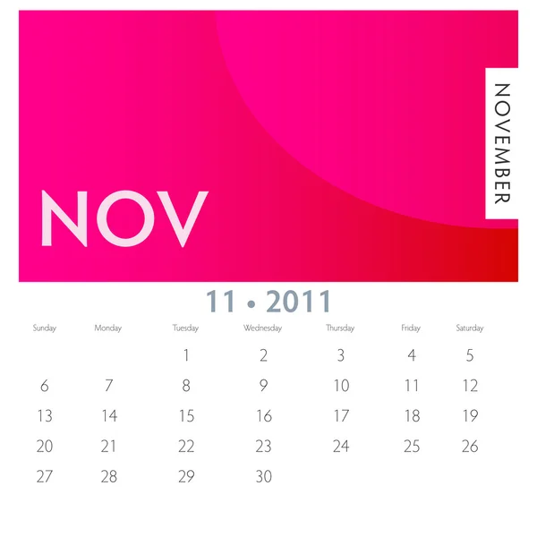 Calendrier de novembre — Image vectorielle