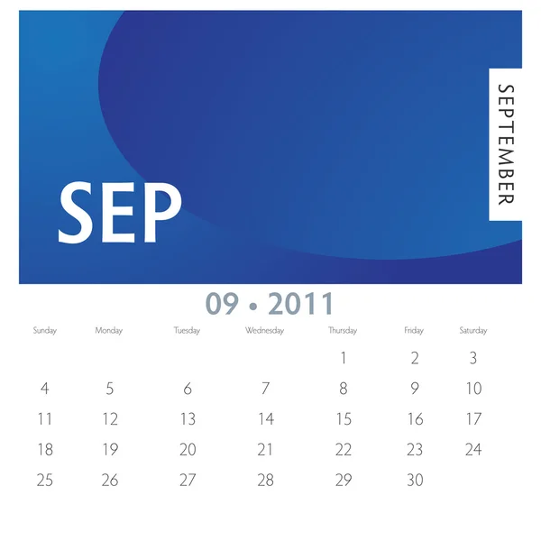 2011 月日历的形象Μια Εικόνα Ενός Ημερολογίου Του Σεπτεμβρίου 2011 — Stock vektor