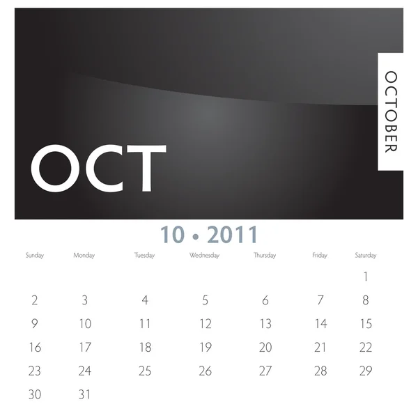 Das Bild Eines Oktober Kalenders 2011 — Stockvektor