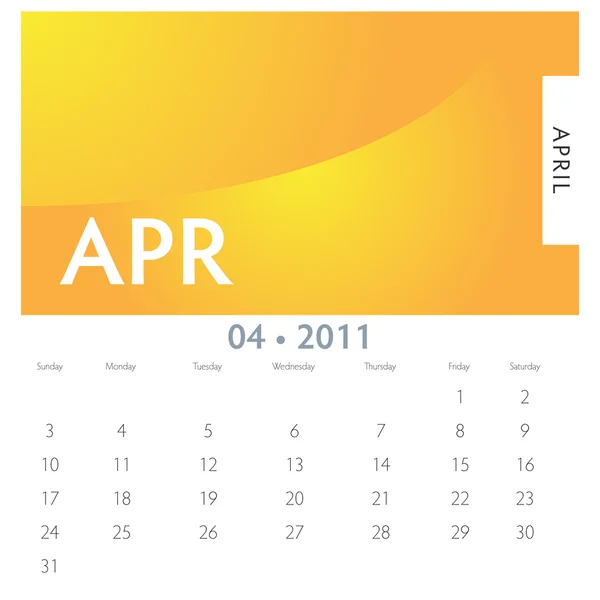 Ein Bild Eines Aprilkalenders 2011 — Stockvektor