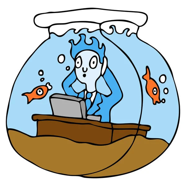 魚鉢で働く従業員のイメージ — ストックベクタ