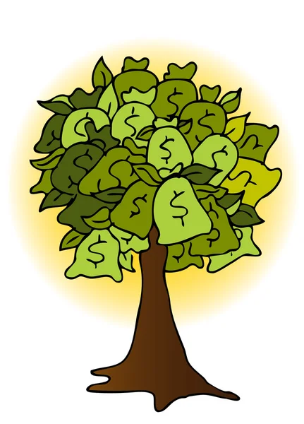 Money Bag Tree Drawing — Stock Vector