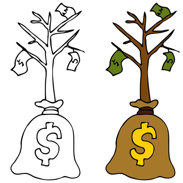 Árvore do dinheiro de broto — Vetor de Stock