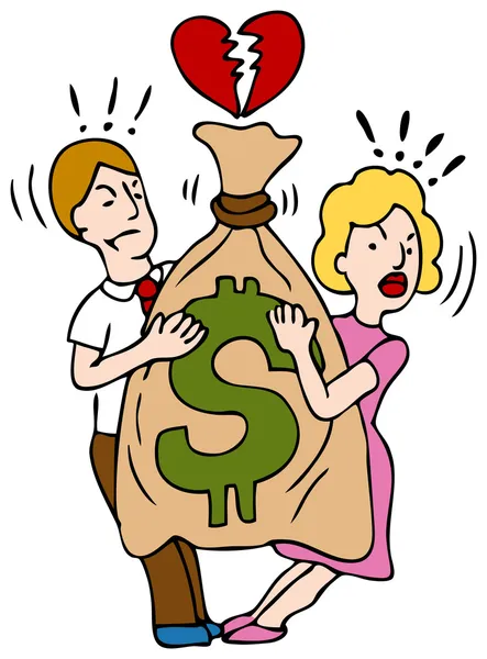Uma Imagem Casal Lutando Por Saco Dinheiro — Vetor de Stock