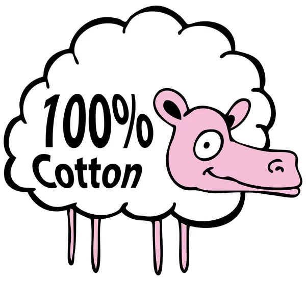 Ein Bild Von Einem Cartoon Schaf Aus Hundertprozentiger Baumwolle — Stockvektor