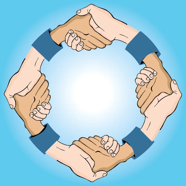 Bild Eines Kreisförmigen Händeschüttelns — Stockvektor