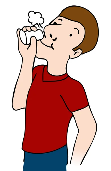 Bild Eines Mannes Der Nasenspray Einsetzt — Stockvektor