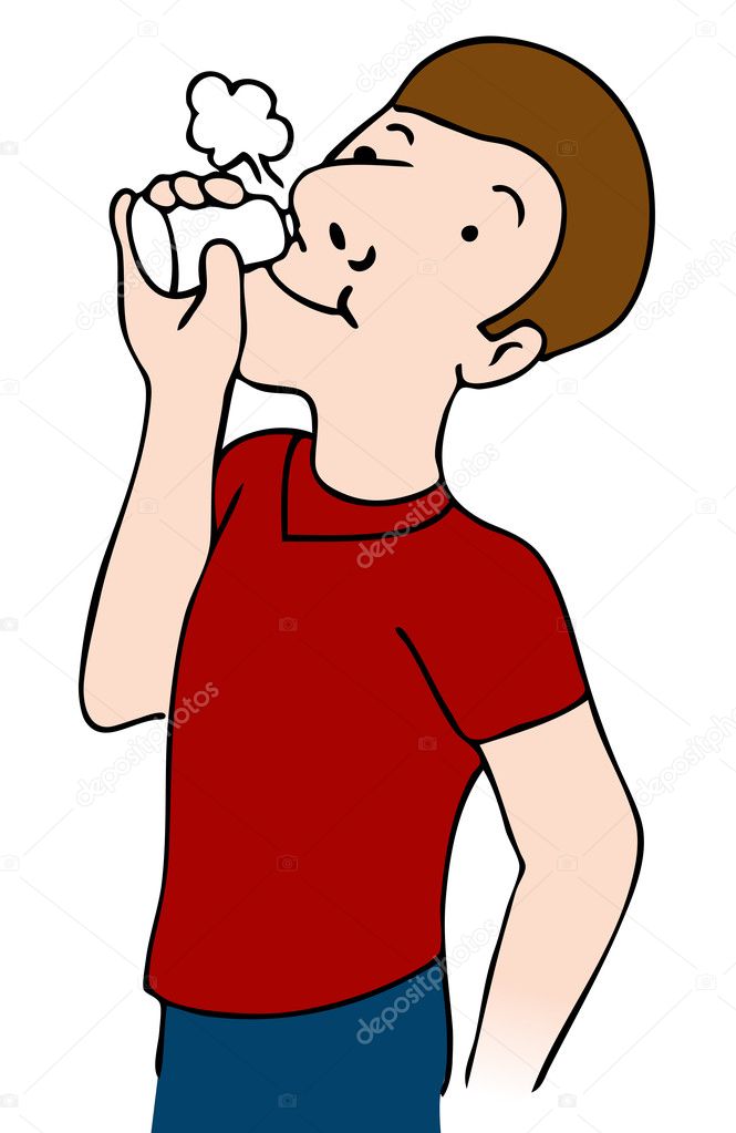 An image of a man using nose spray.